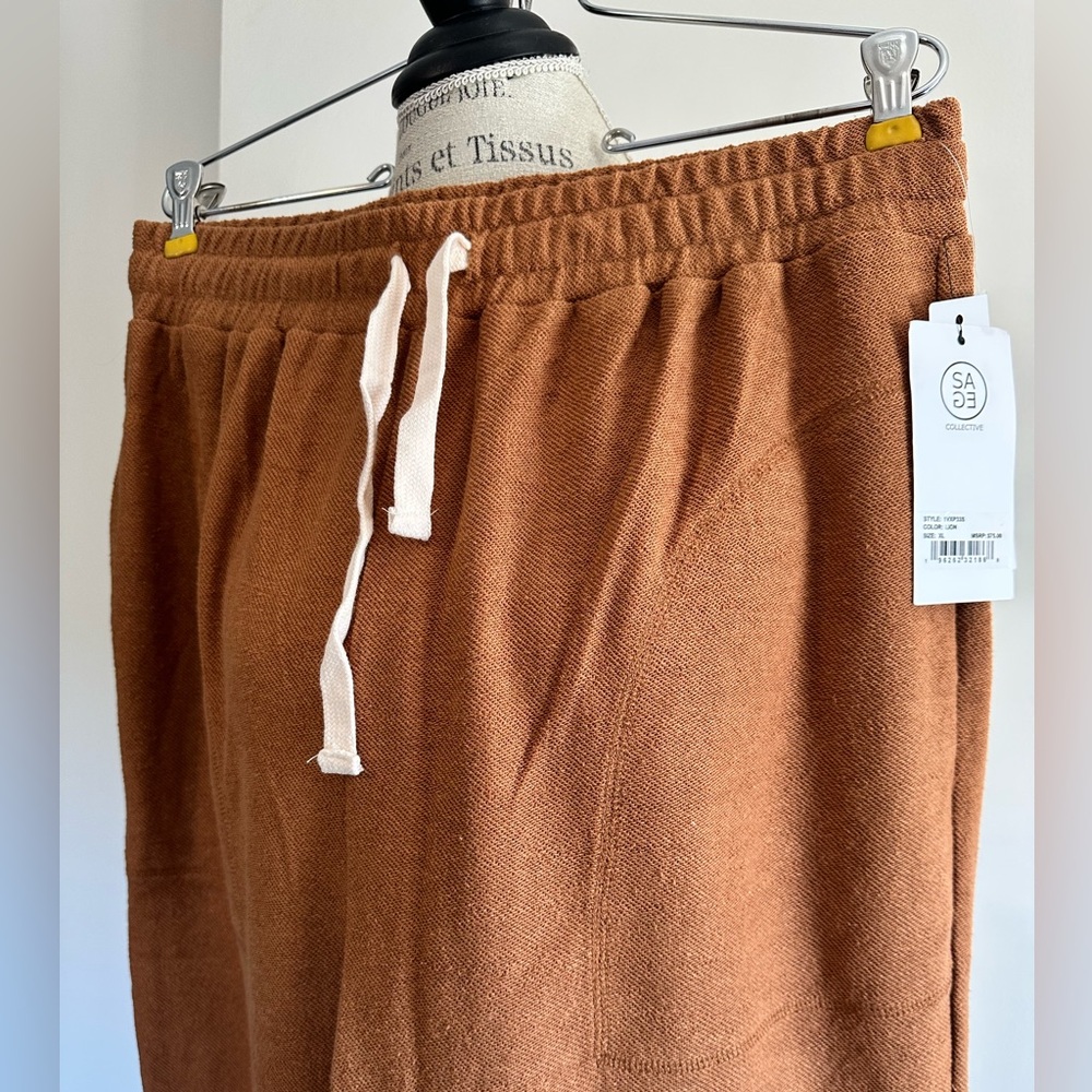 Sage Collective Terry Towel Pants Women’s XL Orange Drawstring Waist